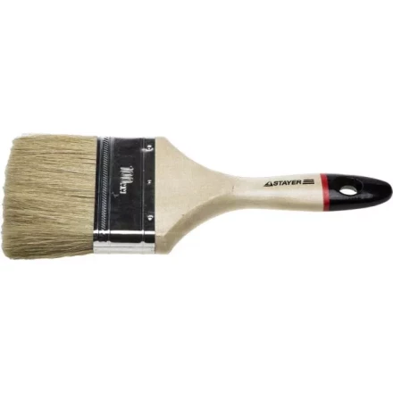 Кисть плоская STAYER "UNIVERSAL-EURO", светлая натуральная щетина, деревянная ручка,100мм 0102-100 купить в Когалыме