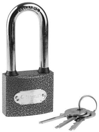 Замок ЗУБР "МАСТЕР" навесной, металлический корпус, удлиненная закаленная дужка, 50мм 3712-50-1 купить в Когалыме