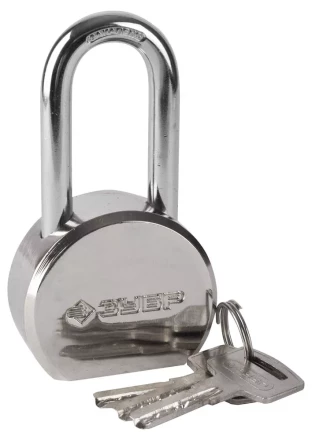Замок ЗУБР "ЭКСПЕРТ" навесной, стальной корпус, удлиненная закаленная дужка, 55мм 37272-55 купить в Когалыме