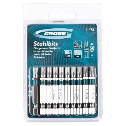 Набор бит TORX 30х50 сталь S2 10 шт GROSS 11472 купить в Когалыме