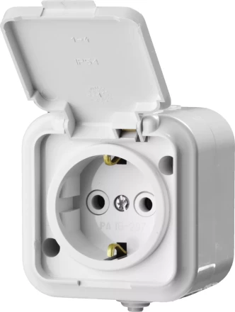 Розетка STAYER "MASTER" "MAXIMA" одноместная, с заземлением, с защитной крышкой, IP54, 16А, 220В 54306-W купить в Когалыме