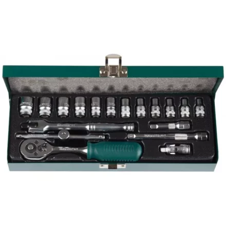 Набор торцовых головок KRAFTOOL "INDUSTRIE QUALITAT" (1/4") универсальный, Cr-V, металлический кейс, 18 предметов 27890-H18_z01 купить в Когалыме
