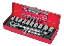Набор торцевых головок, 1/2", головки 10 - 24 мм, с трещот. ключом, 12 предм MATRIX MASTER 13526