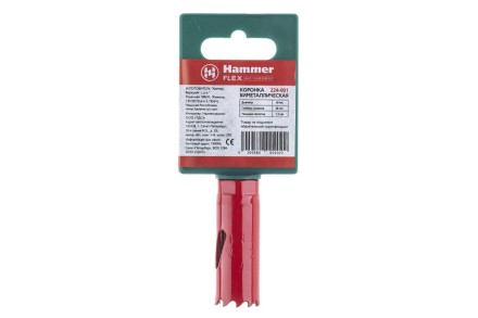 Коронка биметаллическая HAMMER Ф19х38мм 1/2&quot;  BiMETALL (224-001) купить в Когалыме
