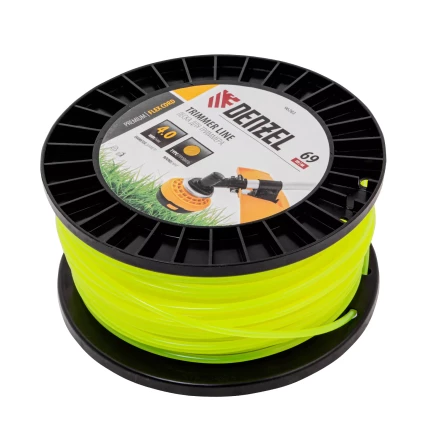 Леска для триммера круглая, 4,0мм х 69м, на DIN катушке FLEX CORD,  Denzel 96283 купить в Когалыме