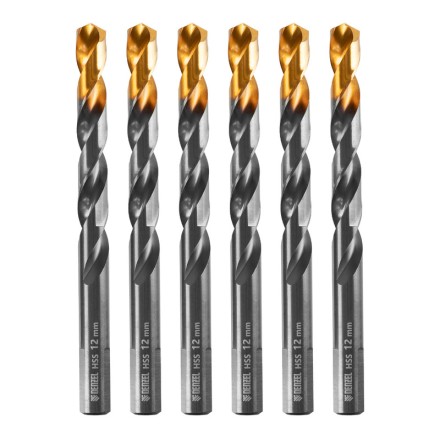 Сверло по металлу, 12 мм, HSS-Tin, Golden Tip, 6 шт. Denzel 717224 купить в Когалыме