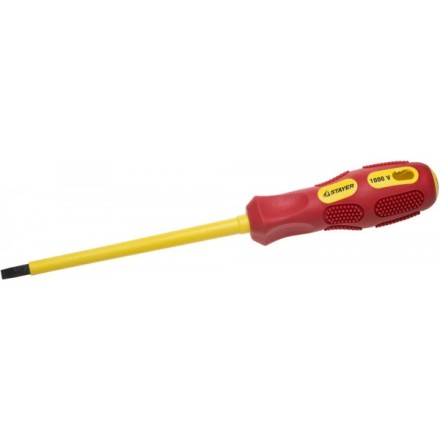 Отвертка STAYER &quot;PROFESSIONAL&quot; &quot;MAX-GRIP&quot; диэлектрическая, двухкомпонентная рукоятка, Cr-V, SL 5,5x125мм 25827-05-125 G купить в Когалыме
