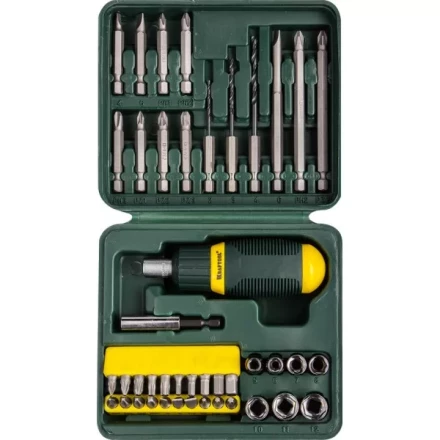 Набор KRAFTOOL Отвертка реверсивная с битами и торцовыми головками и сверлами, 43 предм 25556-H43 купить в Когалыме