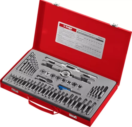 Набор метчиков и плашек ЗУБР "МАСТЕР", сталь 9ХС, 52 предмета 28130-H52_z01 купить в Когалыме