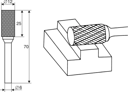 Борфреза Цилиндрическая A 6х12 Энкор 21701 купить в Когалыме