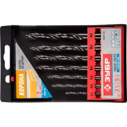 ЗУБР. Набор сверл по дереву, 7шт, 3,5-4,5-5,5-6,5-7,5-8,5-9,5 мм 29421-H7 купить в Когалыме