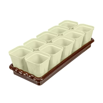 Набор для рассады Palisad 643449, поддон 380х155х40 мм, 10 горшочков по 250 мл с выдвижным дном купить в Когалыме