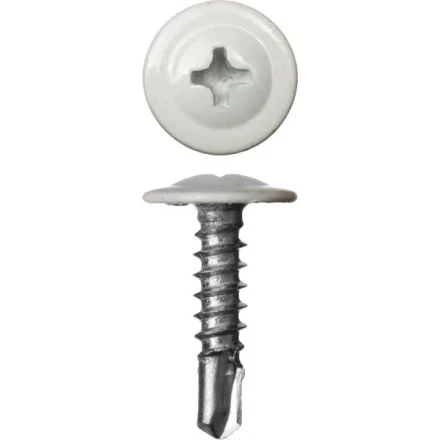 Саморезы ЗУБР с прессшайбой и сверлом по листовому металлу до 2мм, окрашенные в RAL-9003, PH2, 4,2х16мм, 500шт 300211-42-016-9003 купить в Когалыме