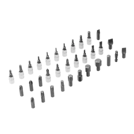 Набор инструментов Denzel, 1/2", 1/4", CrV, S2, пластиковый кейс, 82 предмета 15809 купить в Когалыме