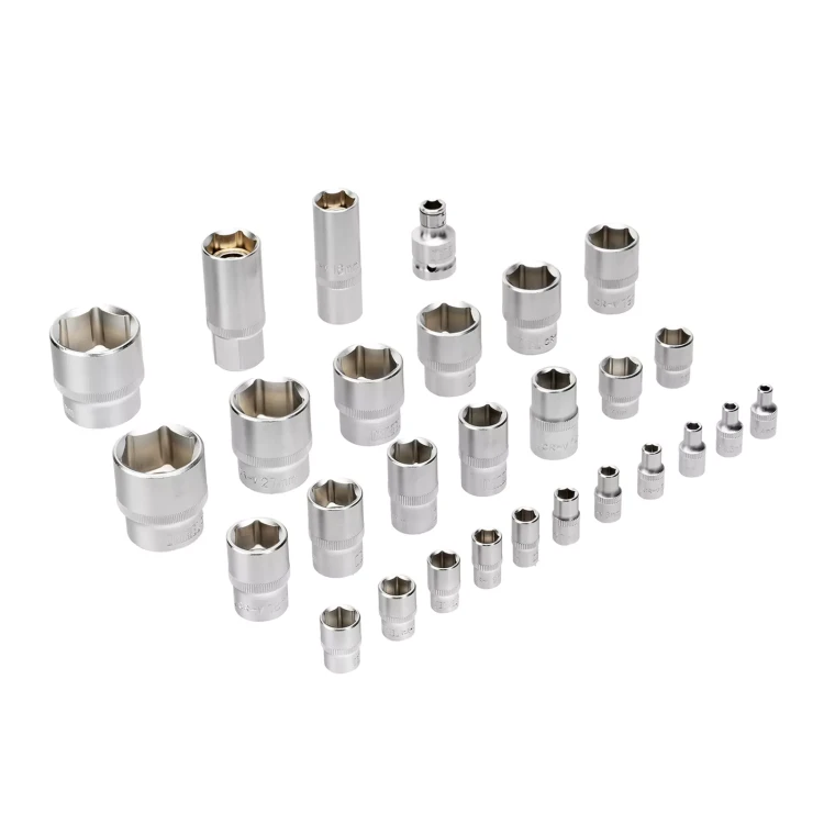 Набор инструментов Denzel, 1/2", 1/4", CrV, S2, пластиковый кейс, 82 предмета 15809 купить в Когалыме