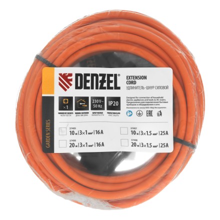 Удлинитель-шнур силовой Denzel Garden Series, ПВС, 10м, 1 розетка, 3 x 1 мм, 3 м, 37405 купить в Когалыме