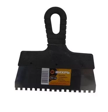 Шпатель зубчатый нержавеющая cталь пластиковая рукоятка 6х6 мм 200мм Вихрь купить в Когалыме