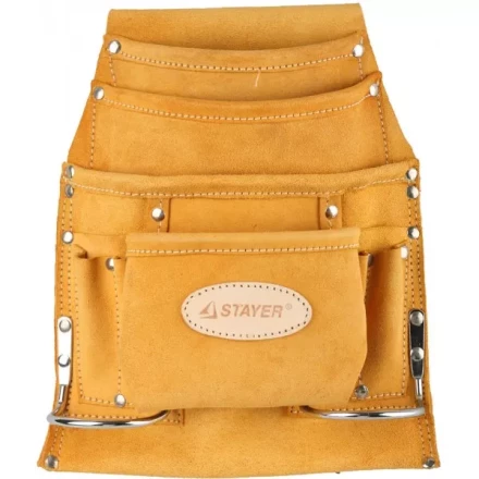 Сумка поясная STAYER PROFESSIONAL для инструментов, кожаная, 10 карманов, 2 скобы 38517 купить в Когалыме