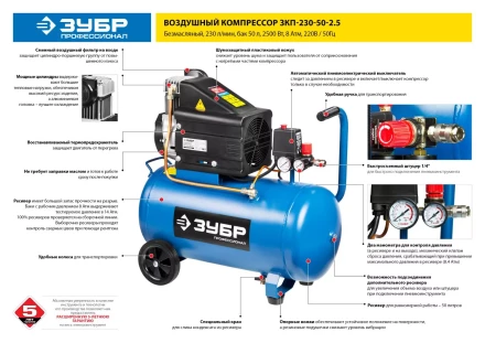 Компрессор воздушный ЗКП-230-50-2.5 серия ПРОФЕССИОНАЛ купить в Когалыме