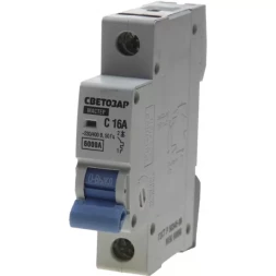 Выключатель автоматический СВЕТОЗАР 1-полюсный, 16 A, "C", откл. сп. 6 кА, 230 / 400 В SV-49061-16-C