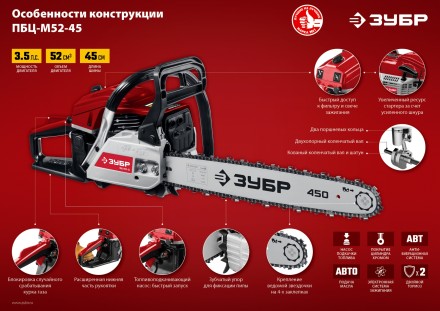 Бензопила ПБЦ-М52-45 серия МАСТЕР купить в Когалыме