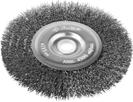 ЗУБР "ПРОФЕССИОНАЛ". Щетка дисковая для точильно-шлифовального станка, витая стальная проволока 0,3мм, 125х12,7мм 35185-125_z02 купить в Когалыме