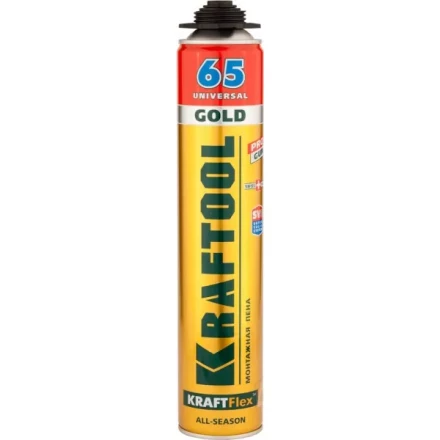 Пена "GOLD 65" профессиональная, монтажная, пистолетная, всесезонная, 850мл, KRAFTOOL 41194 купить в Когалыме