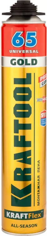 Пена "GOLD 65" профессиональная, монтажная, пистолетная, всесезонная, 850мл, KRAFTOOL 41194 купить в Когалыме