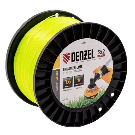 Леска для триммера звезда, 1,6мм х 552м, на DIN катушке FLEX CORD,  Denzel 96284 купить в Когалыме