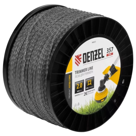 Леска для триммера двухкомпонентная витой квадрат, 2,0мм х 357м, на DIN катушке EXTRA CORD// Denzel 96822 купить в Когалыме