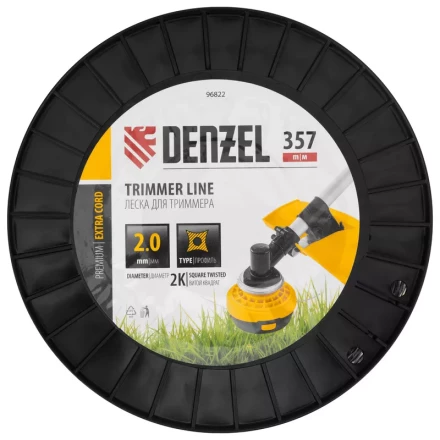 Леска для триммера двухкомпонентная витой квадрат, 2,0мм х 357м, на DIN катушке EXTRA CORD// Denzel 96822 купить в Когалыме