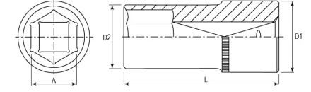 Головка торцевая глубокая 1/2"DR 16 мм S04HD4116 Jonnesway 47239 купить в Когалыме