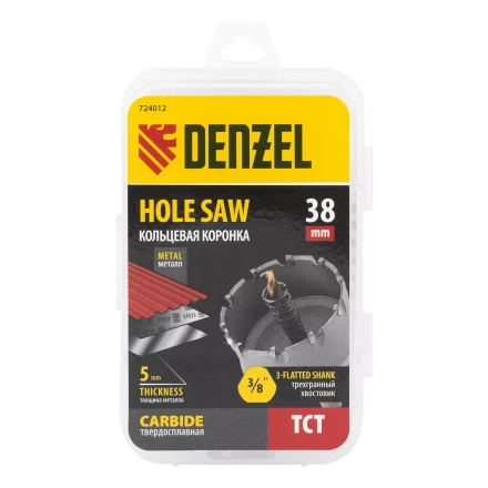 Коронка по металлу твердосплавная, 38 мм Denzel 724012 купить в Когалыме