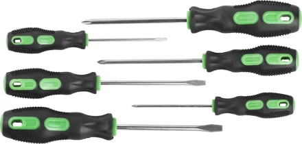 Набор URAGAN: Отвертки с двухкомпонентной рукояткой, SL3x75, 5x100, 6x100. PH0x75, 1x100, 2x100, 6 предм 25188-H6 купить в Когалыме