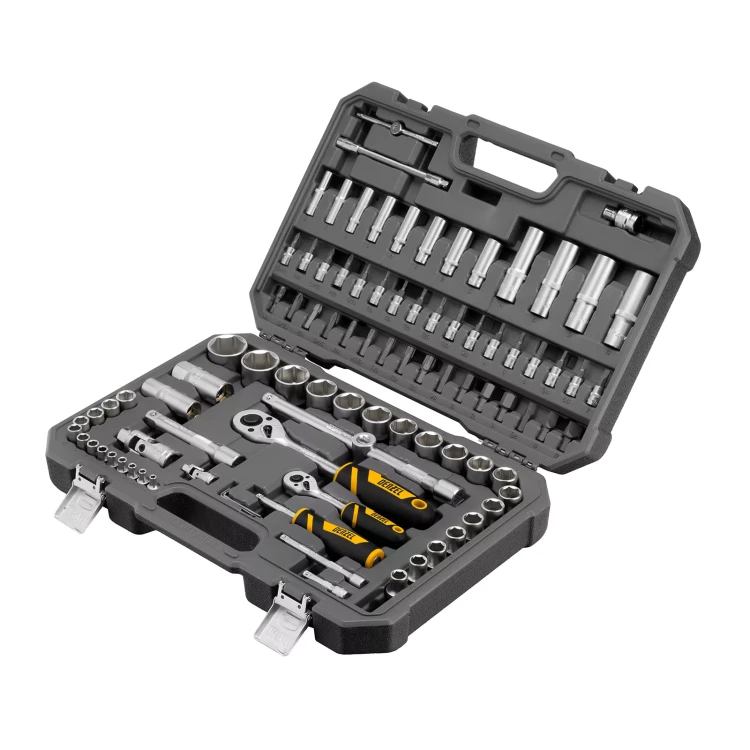 Набор инструментов Denzel 15813, 1/2", 1/4", CrV, S2, пластиковый кейс, 94 предмета купить в Когалыме