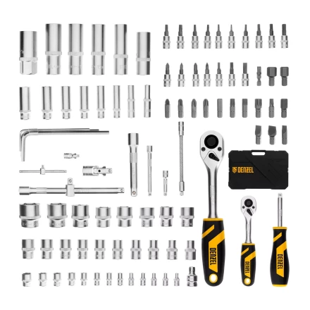 Набор инструментов Denzel 15813, 1/2", 1/4", CrV, S2, пластиковый кейс, 94 предмета купить в Когалыме