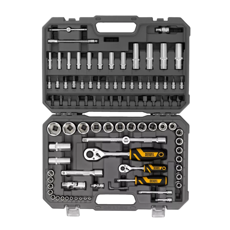 Набор инструментов Denzel 15813, 1/2", 1/4", CrV, S2, пластиковый кейс, 94 предмета купить в Когалыме