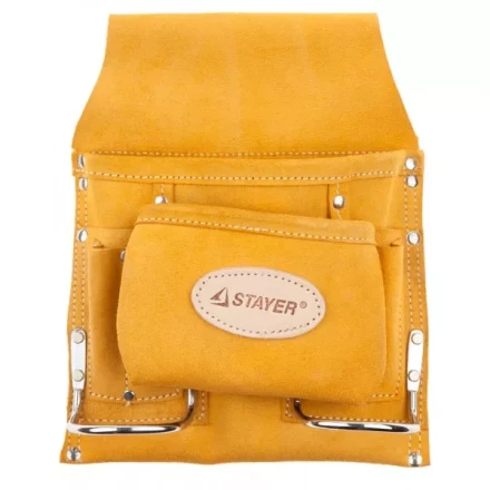 Сумка поясная STAYER PROFESSIONAL для инструментов, кожаная, 8 карманов, 2 скобы 38515 купить в Когалыме