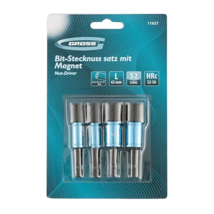 Набор бит с торцевыми головками 8,10,12,13 мм магнитные Nut-Driver S2 Gross 11627 купить в Когалыме