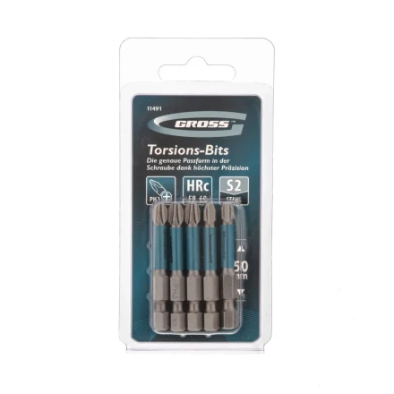 Набор бит торсионных PH3x50 мм для ударных шуруповертов 5 шт. Gross 11491 купить в Когалыме