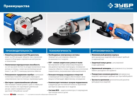 ЗУБР 1100 Вт, d125 мм, УШМ, Профессионал (УШМ-П125-1100) купить в Когалыме