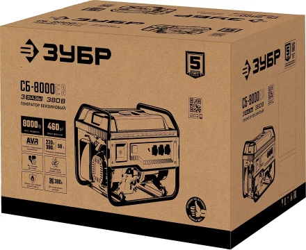 ЗУБР 8000 Вт, 380 / 220 В, бензиновый генератор с электростартером (СБ-8000Е-3) купить в Когалыме