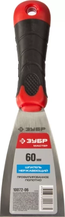 Шпатель ЗУБР "МАСТЕР", профилированное нержавеющее полотно, 2к ручка, 60мм 10072-06 купить в Когалыме