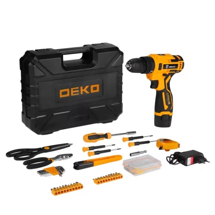 Дрель аккумуляторная DEKO Banger 12V + набор инструмента 93 предмета, 063-4167 купить в Когалыме