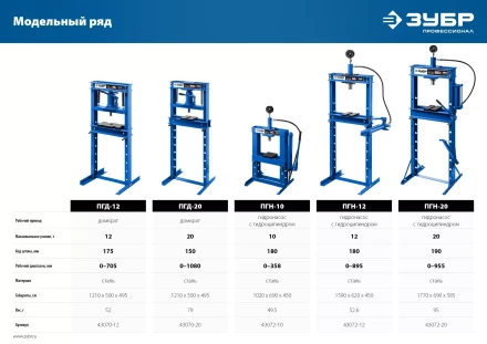 ЗУБР ПГД-20, 20 т, гидравлический пресс с домкратом и возвратными пружинами, Профессионал (43070-20) купить в Когалыме