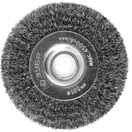 ЗУБР "ПРОФЕССИОНАЛ". Щетка дисковая для точильно-шлифовального станка, витая стальная проволока 0,3мм, 100х12,7мм 35185-100_z02 купить в Когалыме