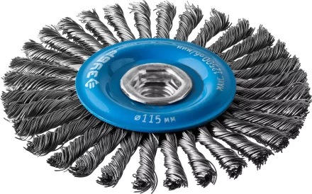 ЗУБР "ПРОФЕССИОНАЛ". Щетка дисковая для УШМ, плетеные пучки стальной проволоки 0,5мм, 115ммхМ14 35192-115_z02 купить в Когалыме