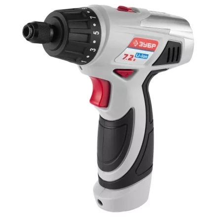 Шуруповерт ЗУБР 2-х скор,Li-Ion,реверс,15+1,зарядка 3-5ч,10мм,0-160 и 0-320об/мин,1,5А/ч,7,2В,набор бит,в блистере ЗДА-7.2-Ли Б купить в Когалыме