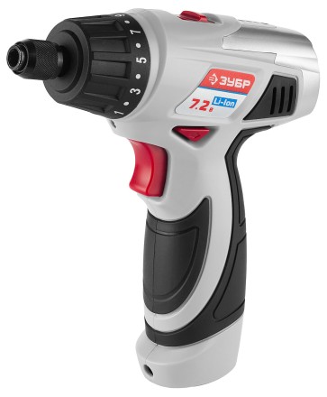 Шуруповерт ЗУБР 2-х скор,Li-Ion,реверс,15+1,зарядка 3-5ч,10мм,0-160 и 0-320об/мин,1,5А/ч,7,2В,набор бит,в блистере ЗДА-7.2-Ли Б купить в Когалыме