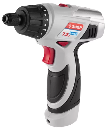 Шуруповерт ЗУБР 2-х скор,Li-Ion,реверс,15+1,зарядка 3-5ч,10мм,0-160 и 0-320об/мин,1,5А/ч,7,2В,набор бит,в блистере ЗДА-7.2-Ли Б купить в Когалыме